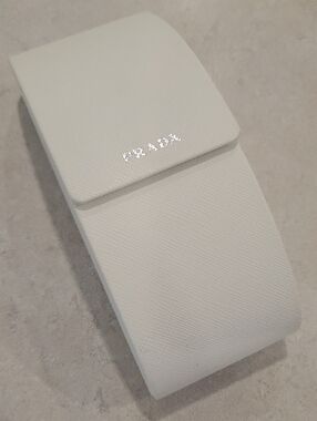 Prada Off-White Saffiano Eyewear Holder with Silver Logo